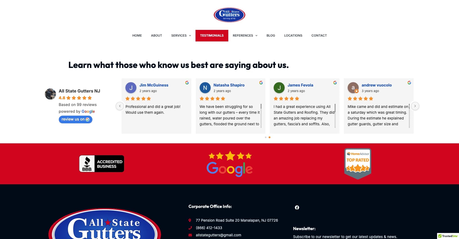 All State Gutters NJ home-services website - view 3