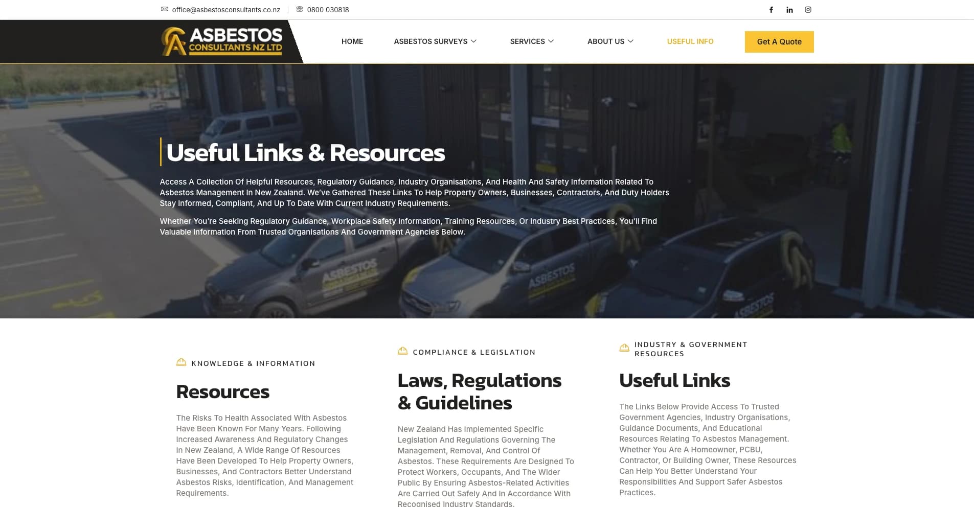 Asbestos Consultants NZ professional services website - view 3
