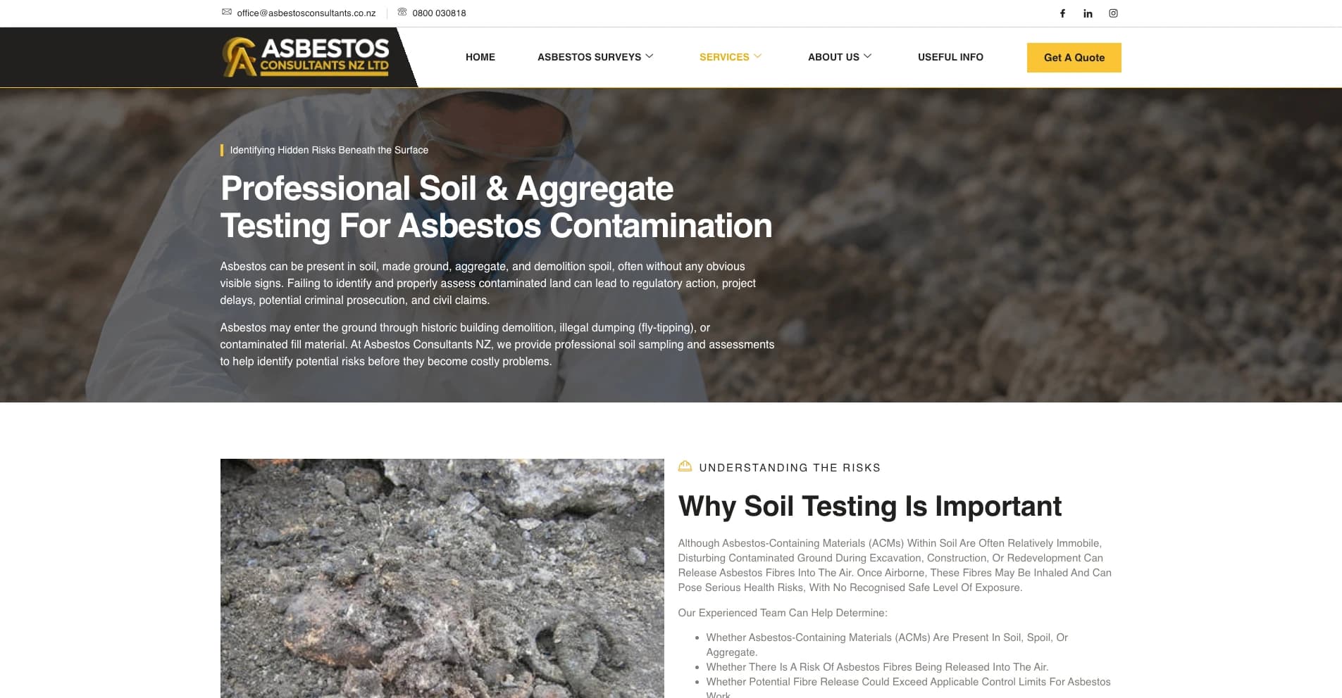 Asbestos Consultants NZ professional services website - view 5