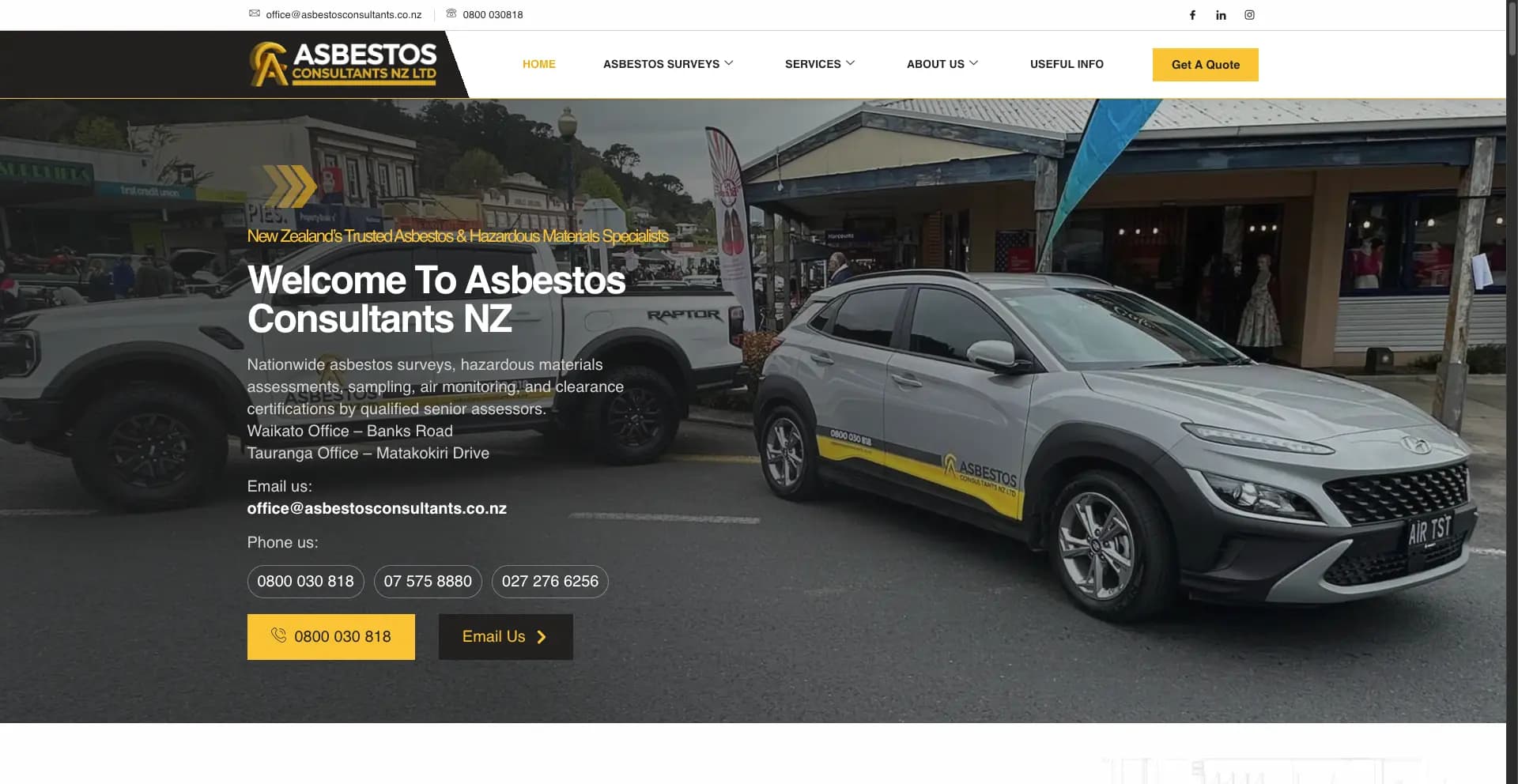 Asbestos Consultants NZ professional services website - view 1