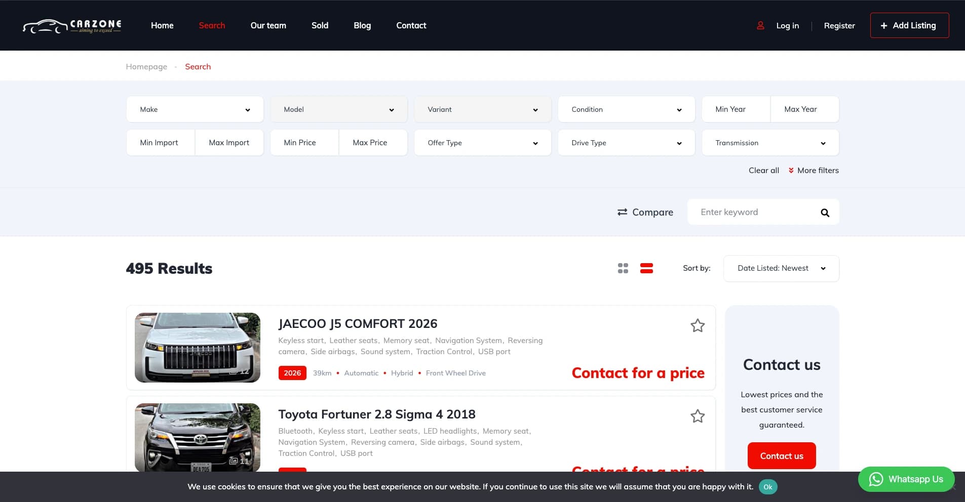Car Zone Pakistan used-car marketplace and inventory website - view 2