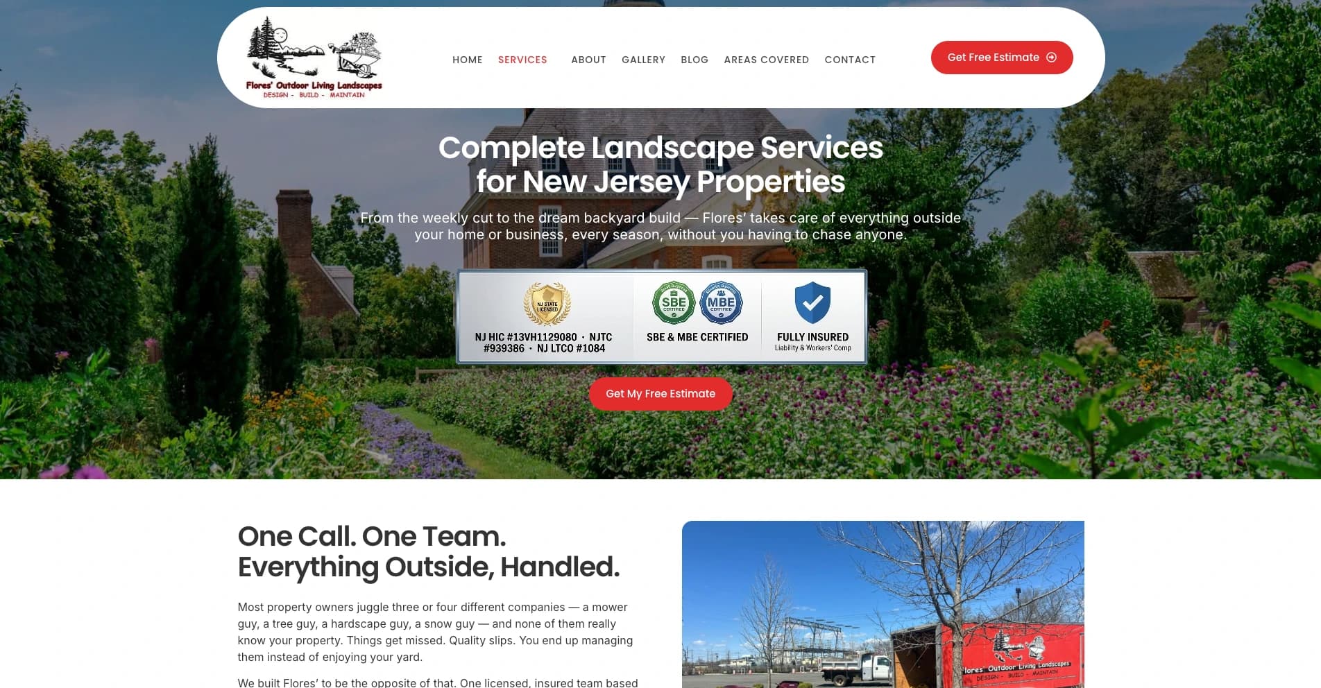 Flores Outdoor Living Landscapes lead-generation website - view 2