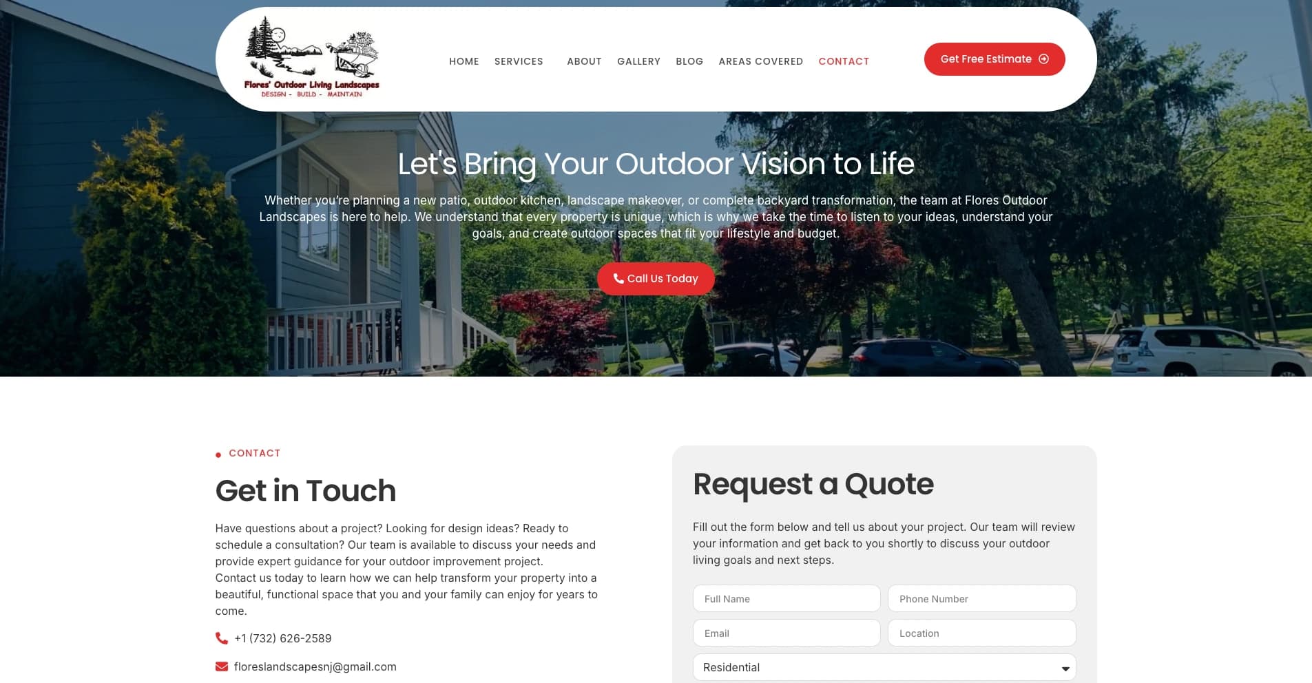 Flores Outdoor Living Landscapes lead-generation website - view 5